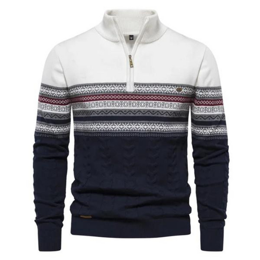 Herren Pullover Gestrickt Halbzipper Grau - Eveloria