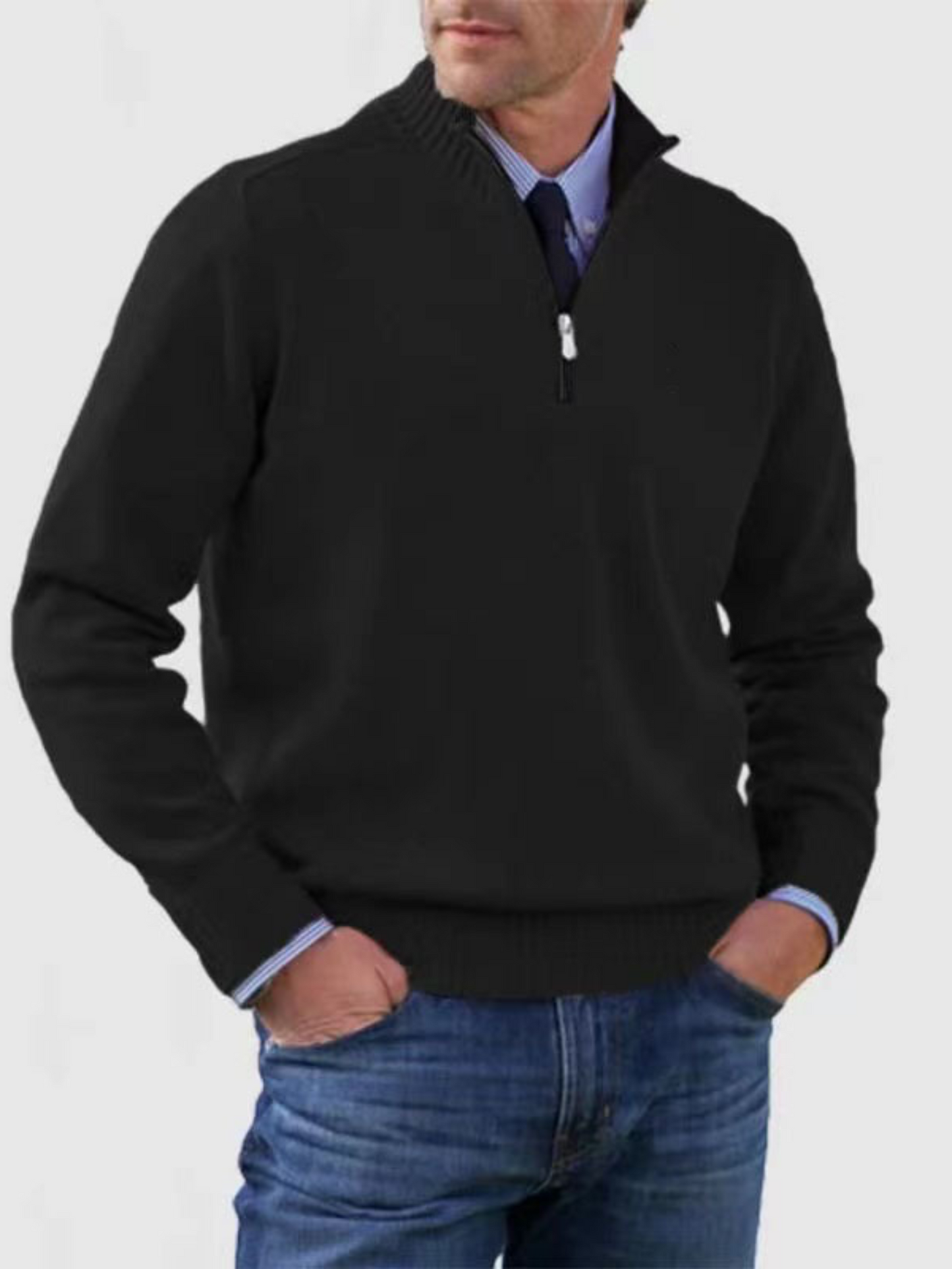 Herren Pullover Halbzipper Moderner Schnitt