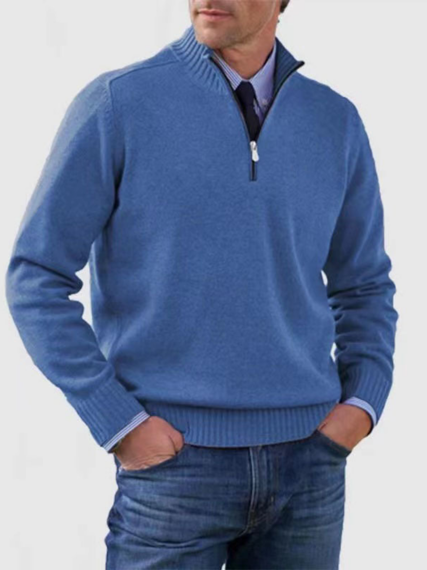 Herren Pullover Halbzipper Moderner Schnitt