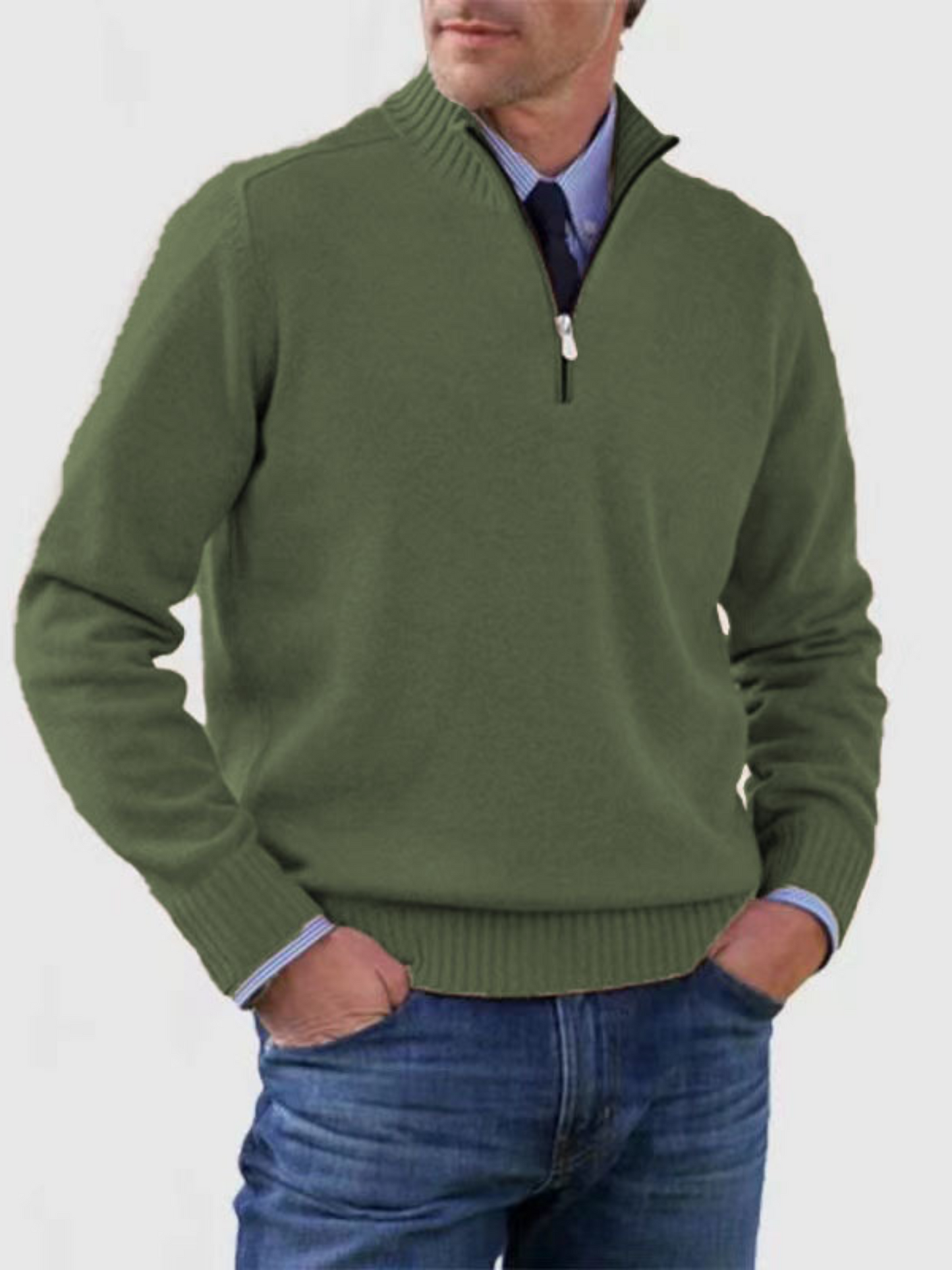 Herren Pullover Halbzipper Moderner Schnitt