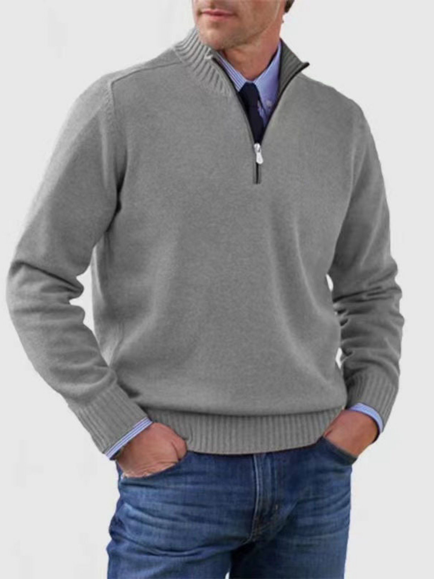 Herren Pullover Halbzipper Moderner Schnitt
