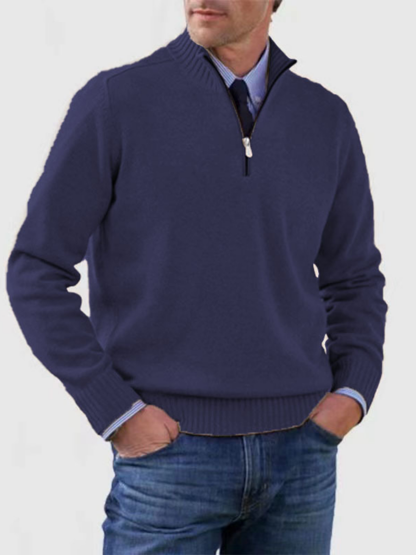 Herren Pullover Halbzipper Moderner Schnitt