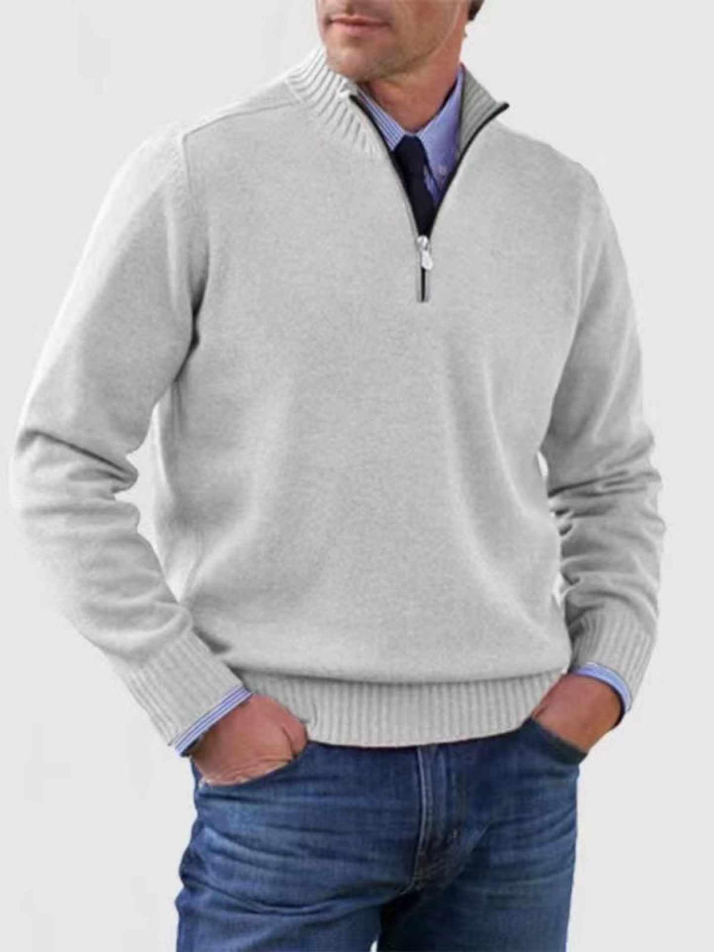Herren Pullover Halbzipper Moderner Schnitt