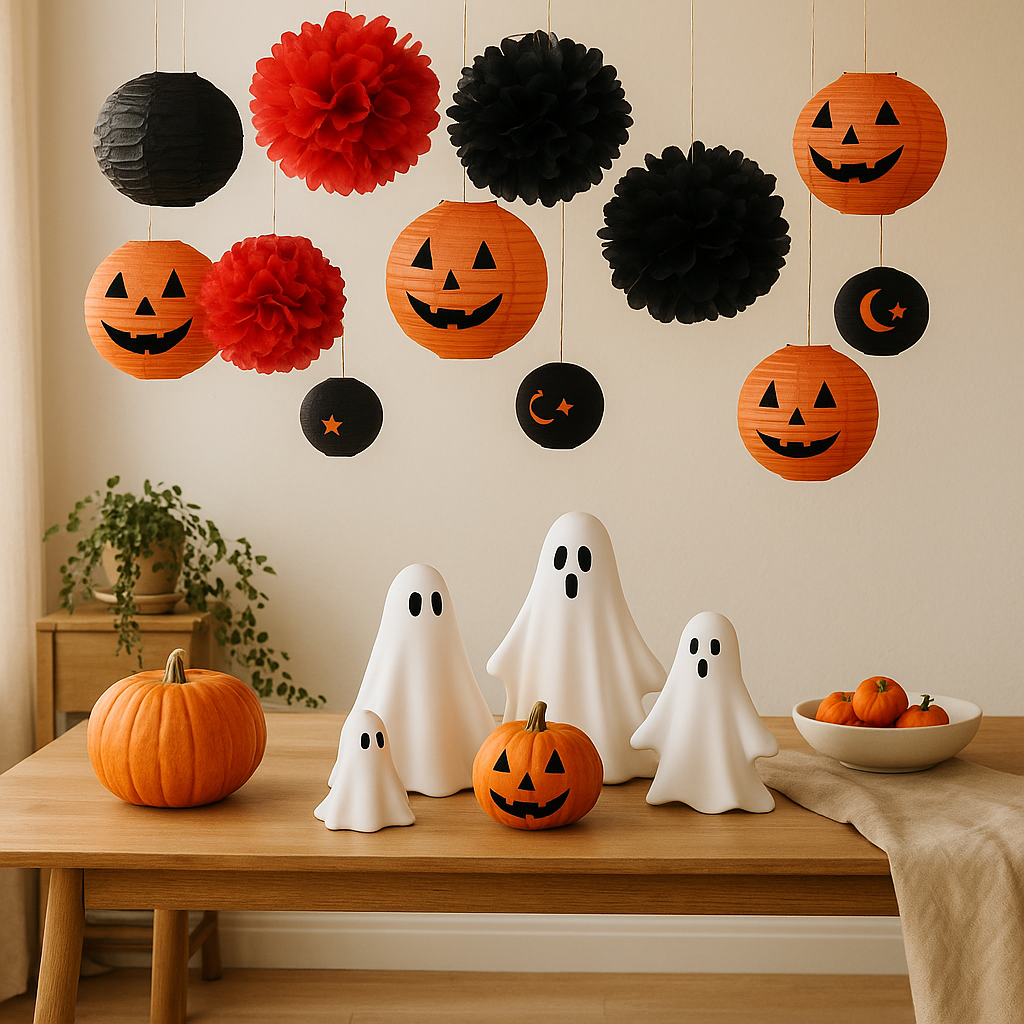Halloween Papierlaterne Hängend Dekoration Set Kürbis - Eveloria