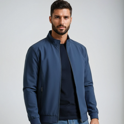 Herren Windjacke Reißverschluss Harringtonjacke Schwarz - Eveloria