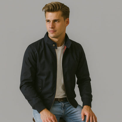 Herren Bomberjacke Reißverschluss Herbst Schwarz - Eveloria