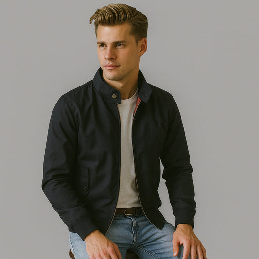 Herren Bomberjacke Reißverschluss Herbst Schwarz - Eveloria