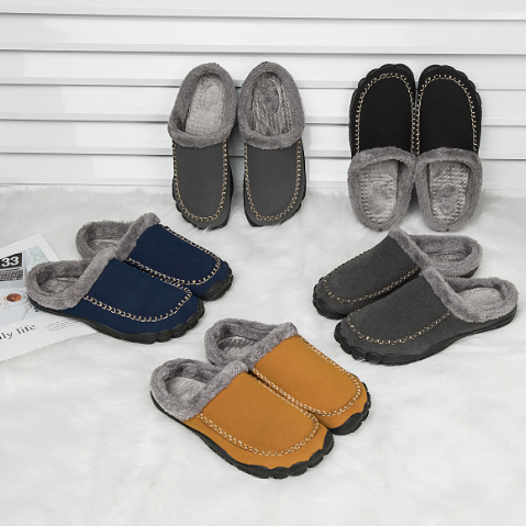 Herren Hausschuhe Rutschfest Winterclogs Schwarz - Eveloria