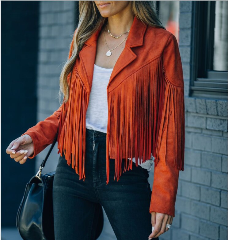 Eveloria Damen Fransenjacke