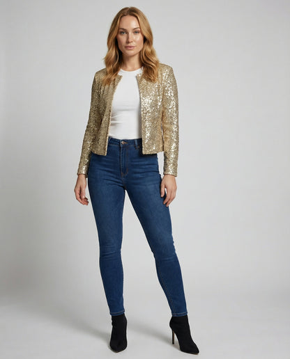 Damen Glitzerjacke Abend Eleganz