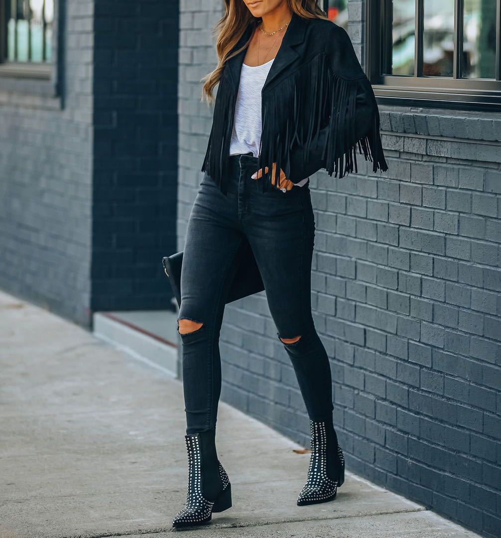 Eveloria Damen Fransenjacke