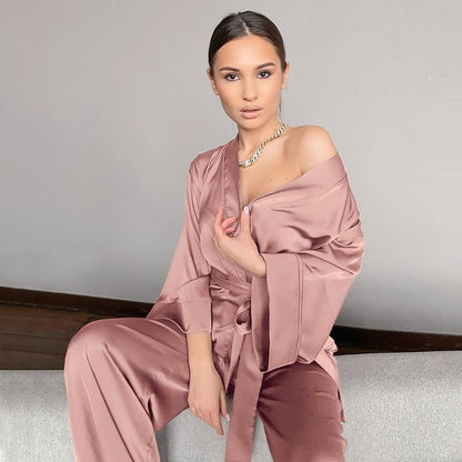 Eveloria Damen Pyjama-Set Weiches Satin