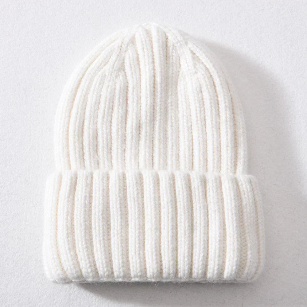 Unisex Strickmütze Gerippt Warm Schwarz - Eveloria