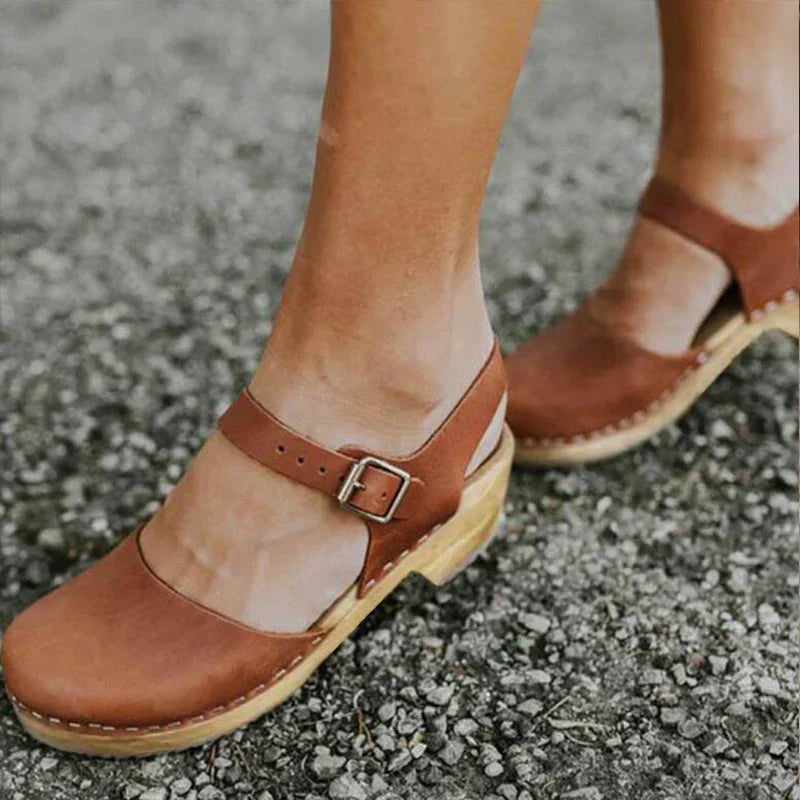 Eveloria Damen Orthopädische Keilsandaletten Braun - Eveloria