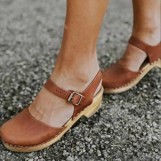 Eveloria Damen Orthopädische Keilsandaletten Braun - Eveloria