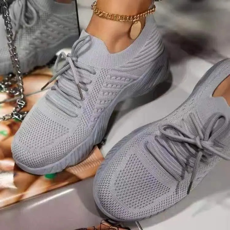 Damen Plateau Sneaker Schnürung Sportlich