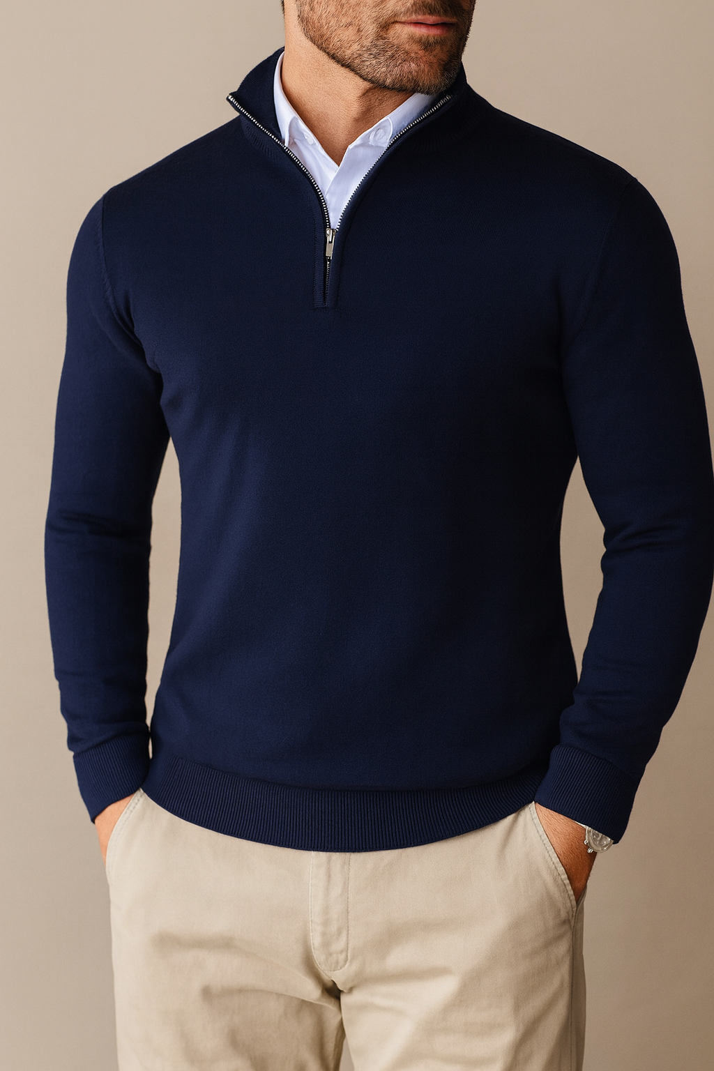 Herren Pullover Viertel-Reißverschluss Komfortabel Vielseitig