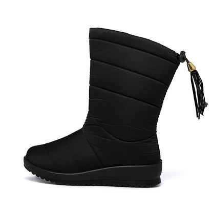 Damen Winterstiefel Gefüttert Warm Rutschfest Schwarz - Eveloria