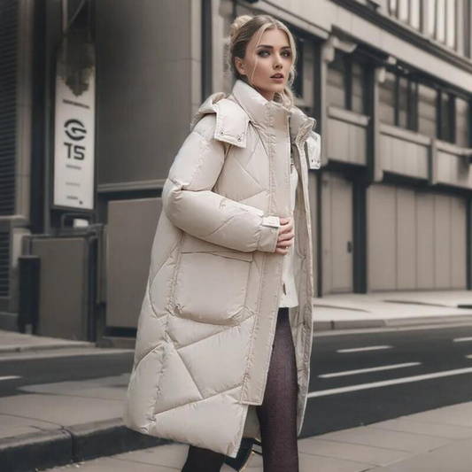 Eveloria Damen Winterjacke Lang Bequem Wärme Schwarz - Eveloria