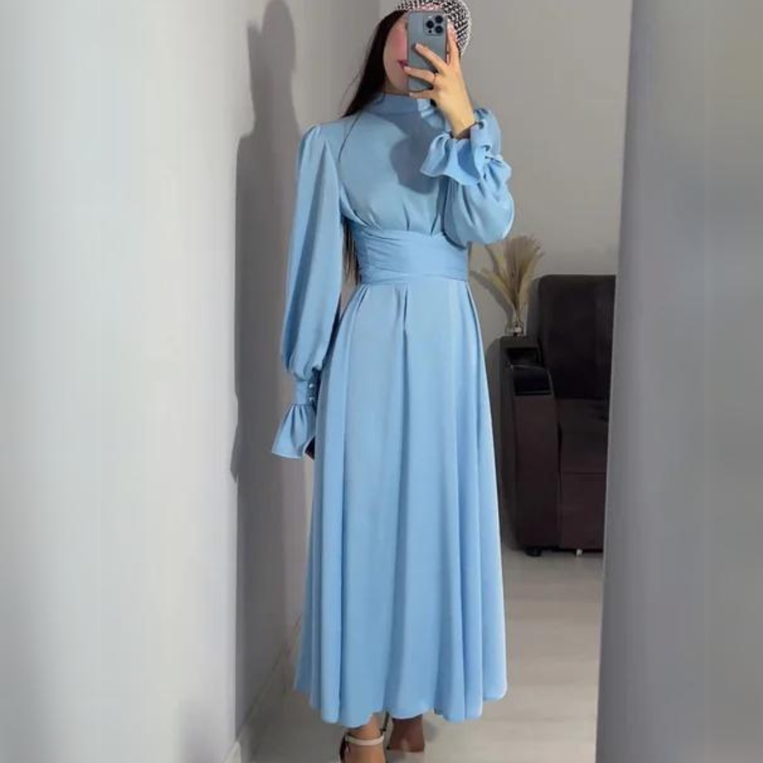 Eveloria Damen Seidenkleid Langärmlig Weich