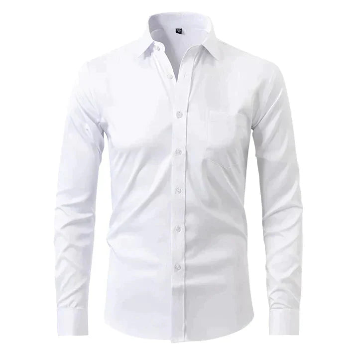 Herren Hemd Knitterfrei Stretch Button-Up Weiss - Eveloria
