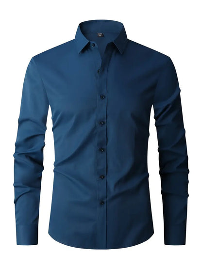 Hemd | Slim-Fit | Langarm | Knopfleiste | Herrenhemd-Meerblau-S-Chaps Herrenmode
