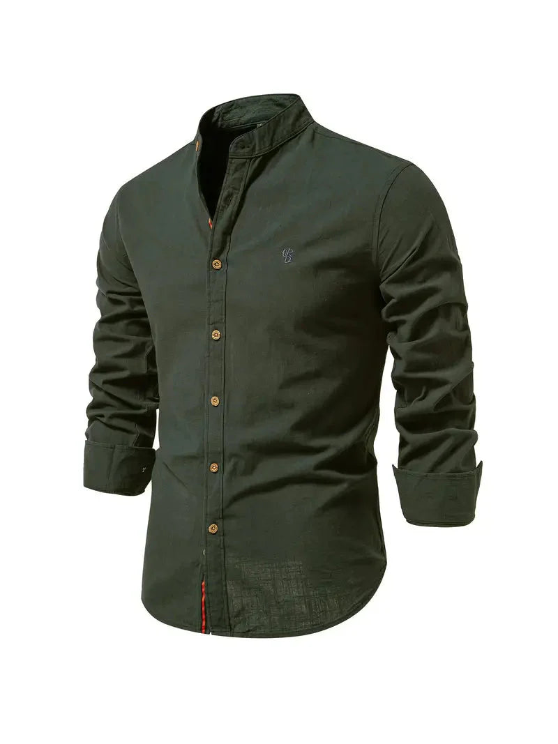 Herren-Hemd Slim-Fit Knopfleiste Langärmlig Weiß - Eveloria