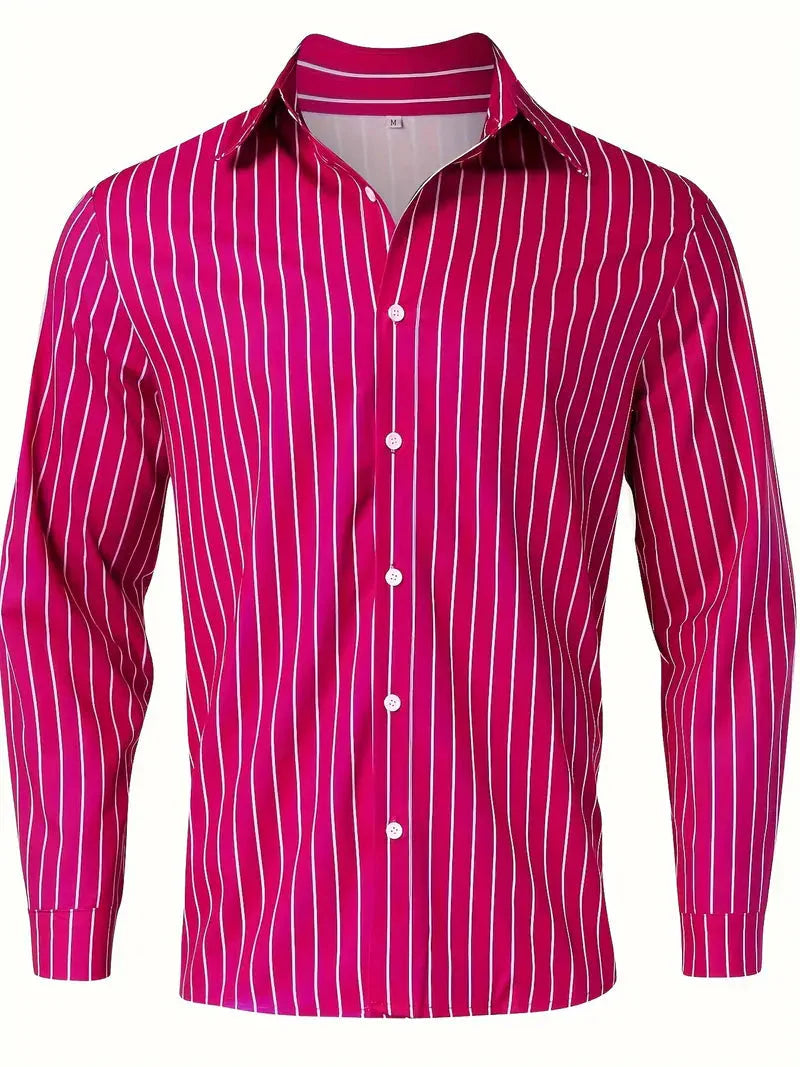 Hemd mit Knopfleiste - Gestreiftes Langarmhemd für Männer mit schmaler Passform-Chaps Herrenmode