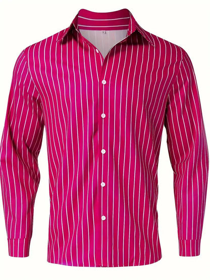 Hemd mit Knopfleiste - Gestreiftes Langarmhemd für Männer mit schmaler Passform-Chaps Herrenmode