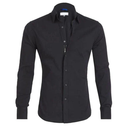 Hemd mit Knopfleiste | knitterfrei | Langarm | bügelfrei | Herrenbekleidung-Schwarz-XS-Chaps Herrenmode