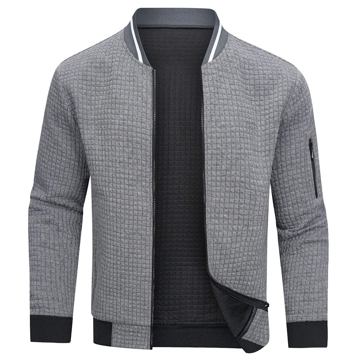 Hemd mit Reißverschluss - Warmes Langarm-Sweatshirt für Männer Strickjacke-Grau-XS-Chaps Herrenmode