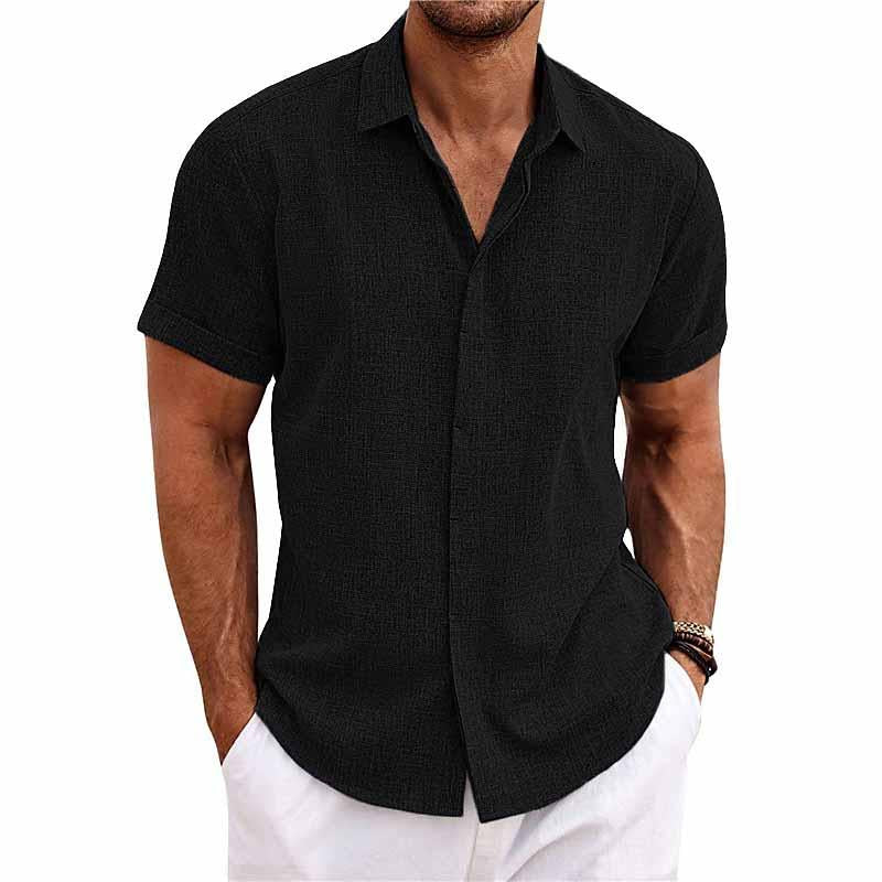 Hemd mit kurzen Ärmeln | Umlegekragen | Leichtgewicht | Hemd mit Knopfleiste | Herrenhemden-Schwarz-XS-Chaps Herrenmode