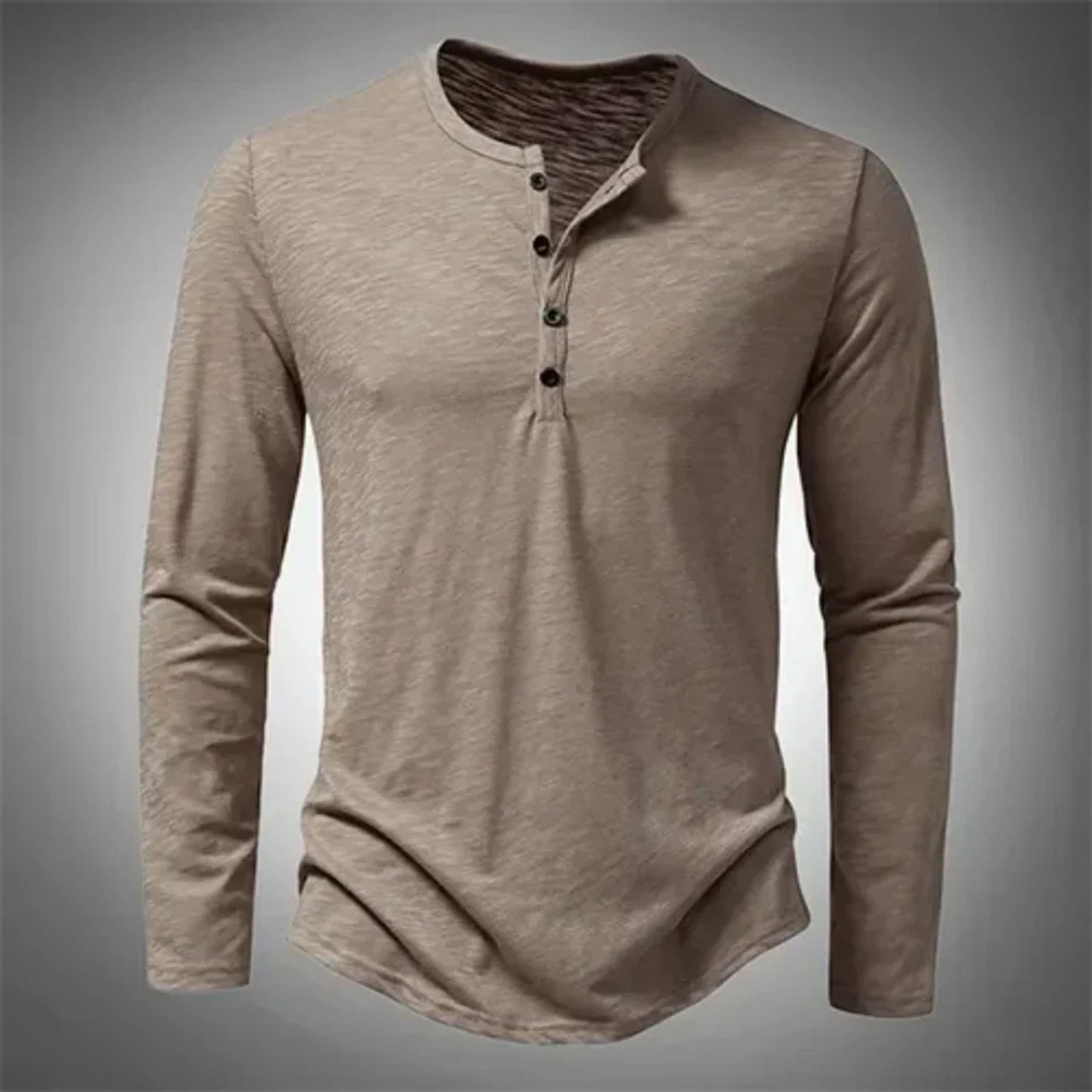 Herren Langarm-Henley-Shirt Halbgeknöpft Lässig - Eveloria