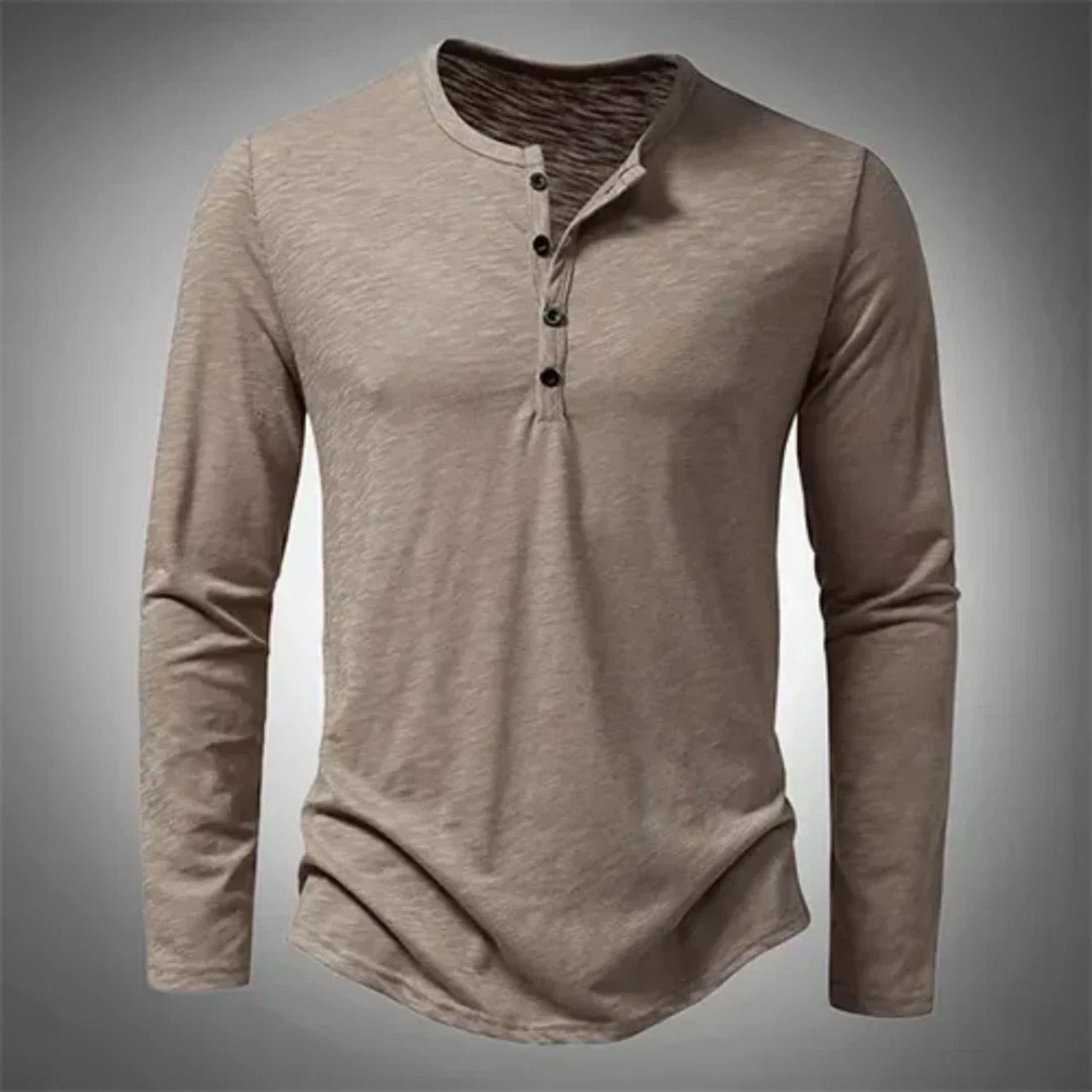 Herren Langarm-Henley-Shirt Halbgeknöpft Lässig - Eveloria