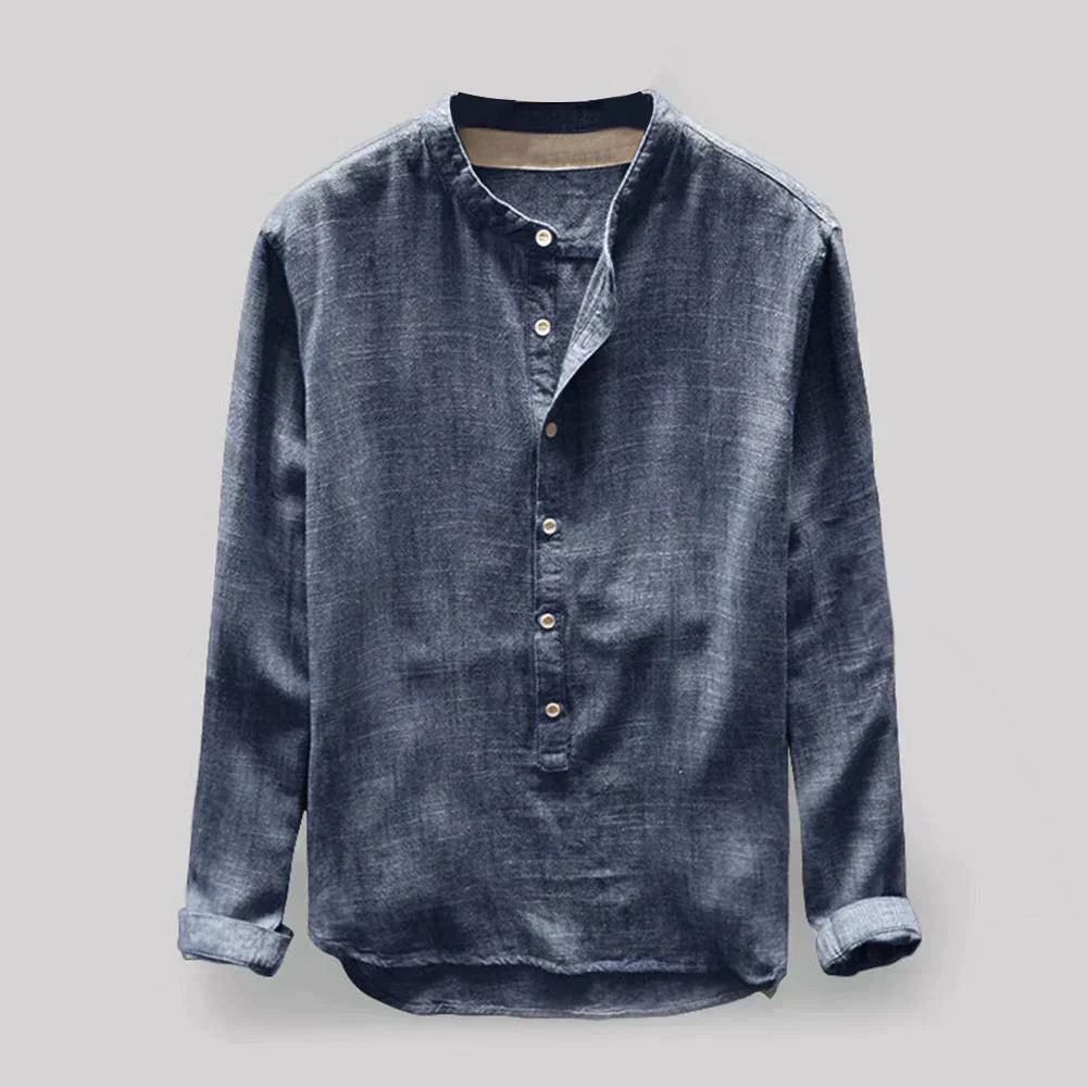 Herren Langarmshirt Henley-Shirt mit Knöpfen Leicht - Eveloria