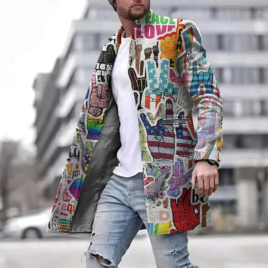 Herren Herbstjacke Mittellang Offene Front Bunt - Eveloria