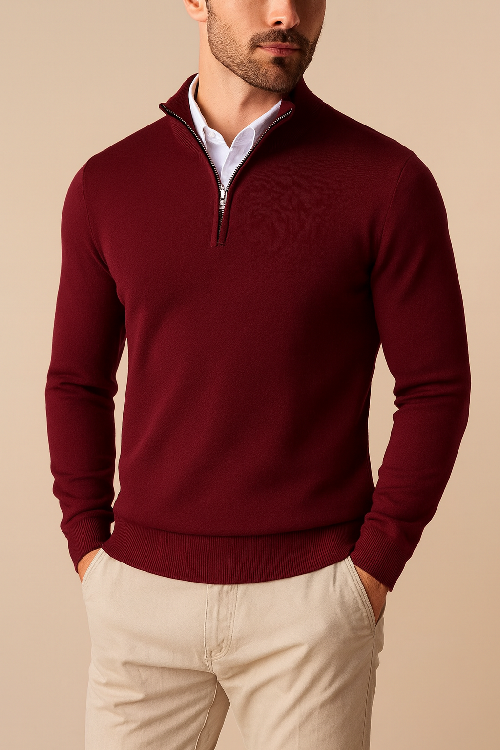 Herren Pullover Viertel-Reißverschluss Komfortabel Vielseitig