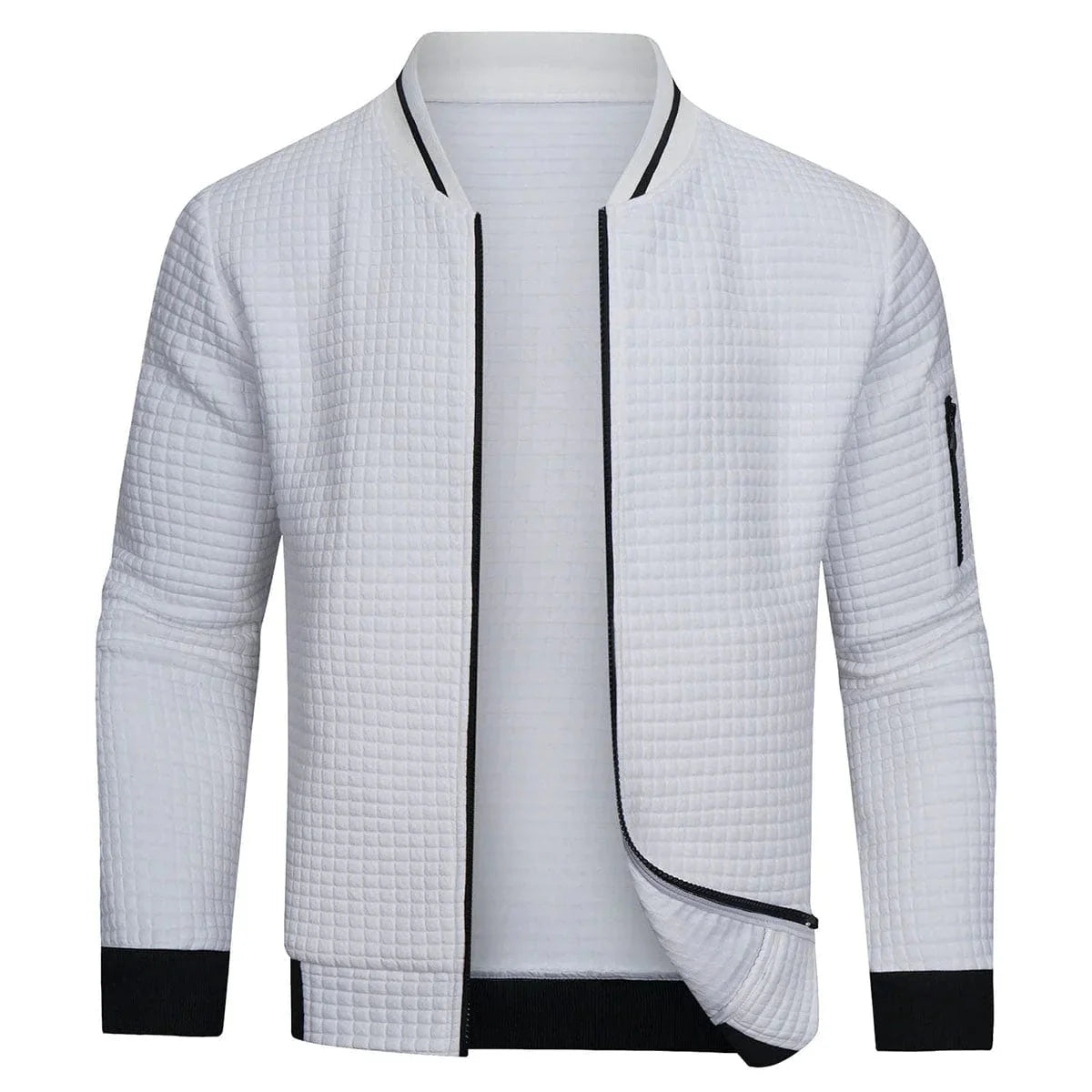 Herren-Cardigan | Langarm | Freizeitkleidung | Reißverschluss-Cardigan | Herrenbekleidung-Weiß-XS-Chaps Herrenmode