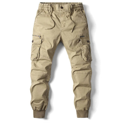 Herren Cargohosen Kordelzug Taschen Beige - Eveloria
