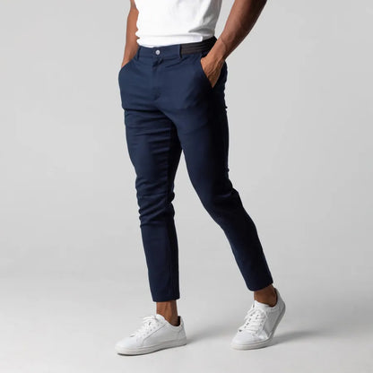 Herren-Chinos | Elastische Taille | Stretch | Skinny-Chinos | Herrenhosen-Marineblau-XS-Chaps Herrenmode