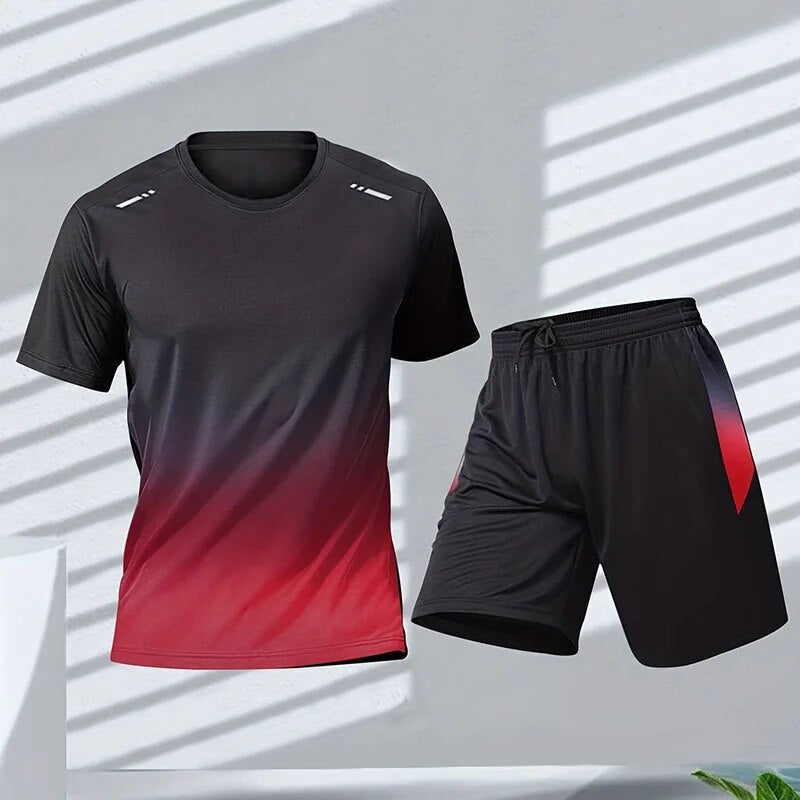 Herren Trainingsset Zweiteilig Schnelltrocknend Shorts T-Shirt Set - Eveloria