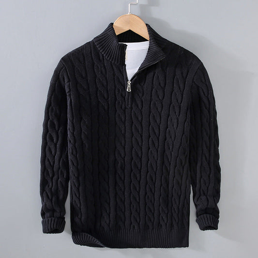 Herren Halfzip Pullover Kabelstrick Anthrazit - Eveloria