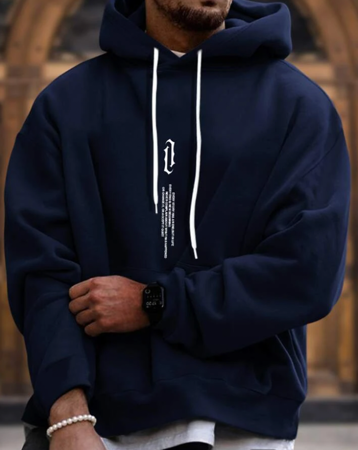 Herren Hoodie - Gemütlich - Lose Passform - Pullover Hoodie - Herrenbekleidung-Blau-XS-Chaps Herrenmode