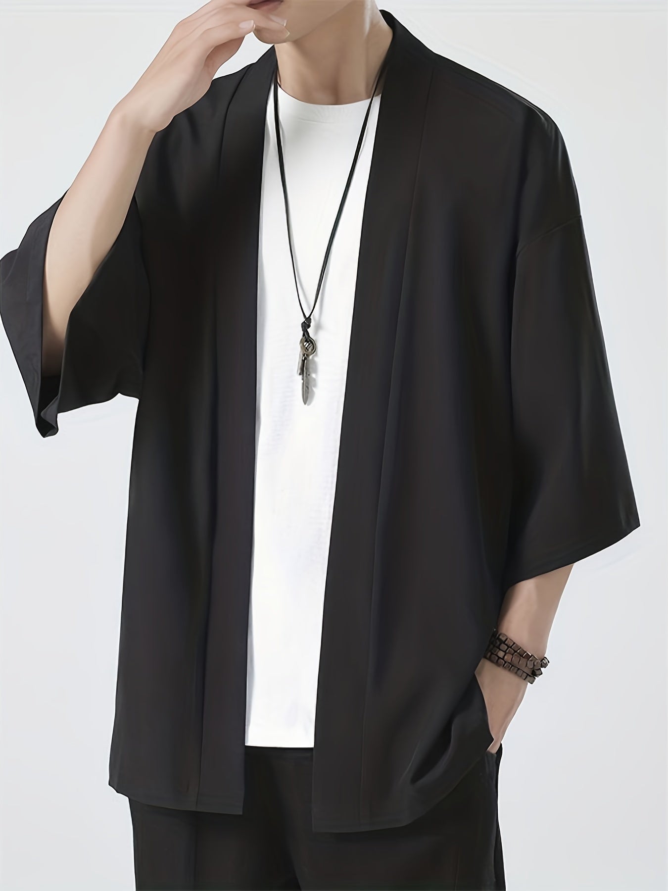 Herren Overshirt Kimono locker Übergroß Kurzärmelig Offene Vorderseite - Eveloria