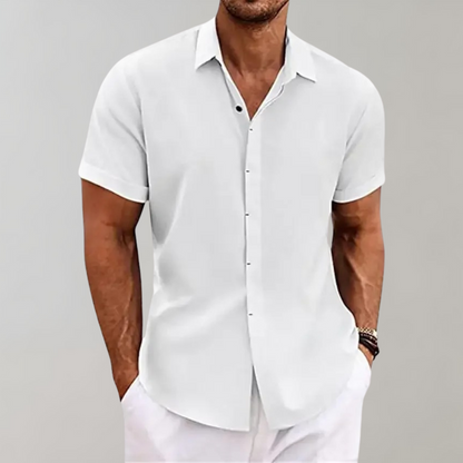 Herren-Kurzarmhemd | Knopfleiste | Kragen | Poloshirts | Sommerhemd-Weiß-S-Chaps Herrenmode