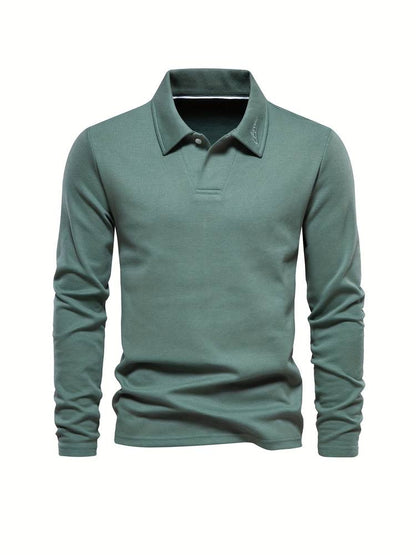 Herren-Poloshirt | Mit Kragen | Einfarbig | Langarmshirts | Langarm-T-Shirts-Chaps Herrenmode