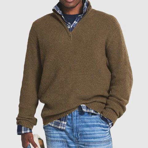 Herren Strickpullover Viertelreißverschluss Warm Reguläre Passform - Eveloria