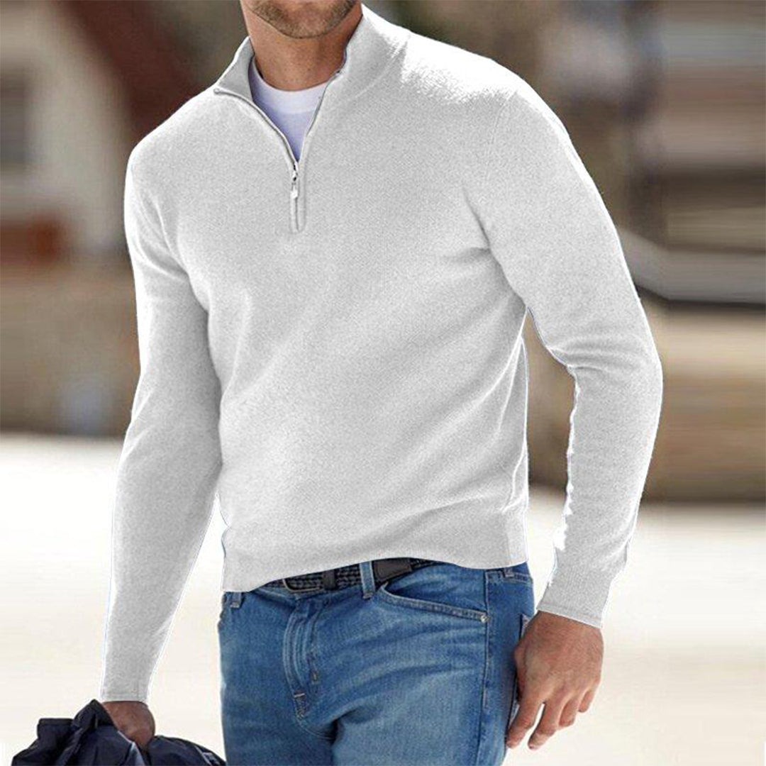 Herren Quarter Zip Pullover Gestrickt Schwarz - Eveloria