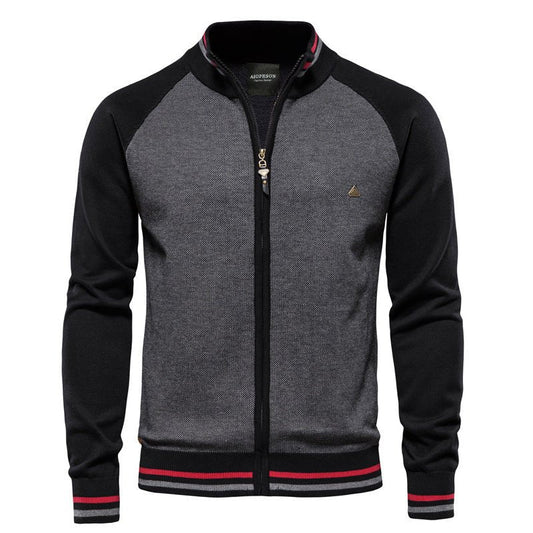 Herren Sweatshirt Leicht mit Reißverschluss Sommer Schwarz - Eveloria