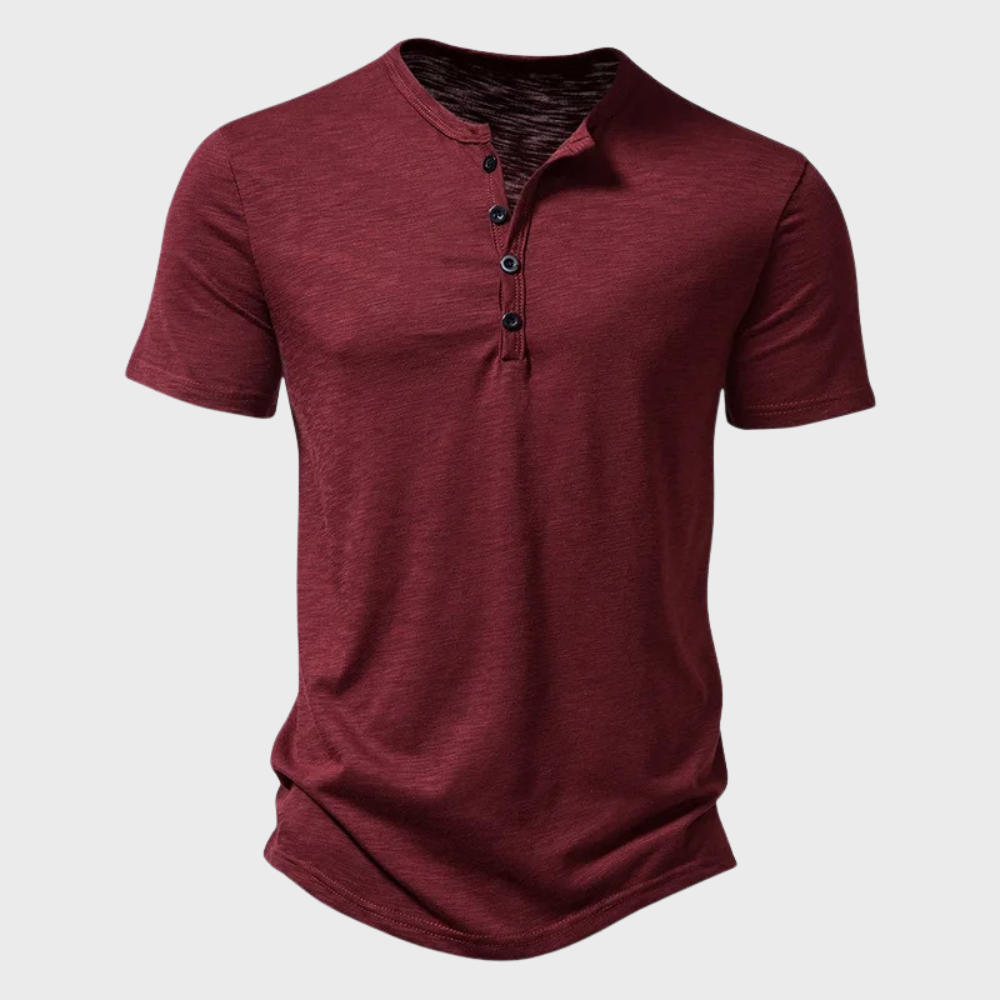 Herren T-Shirt Leichtgewicht Knopfleiste Weiß - Eveloria